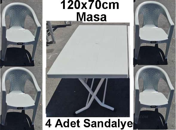 120x70cm Eko Katlanır Plastik Masa Sandalye Takımı