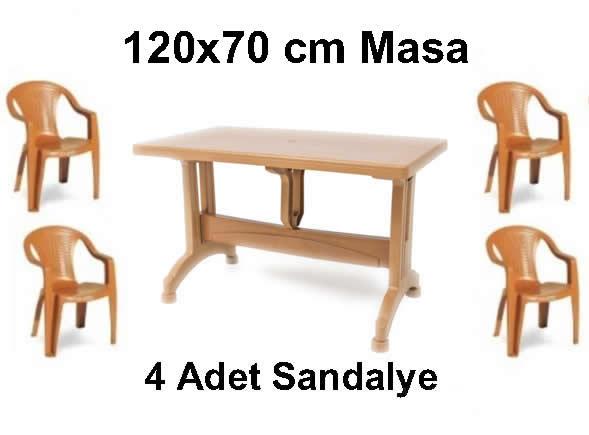 120x70cm Plastik Masa Sandalye Takımı