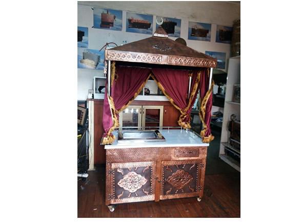 150 cm Bakır İşlemeli Kumda-Közde Türk Kahve Arabası