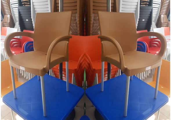 Açık Brown Plastic Chair Armchair Aluminum Legged