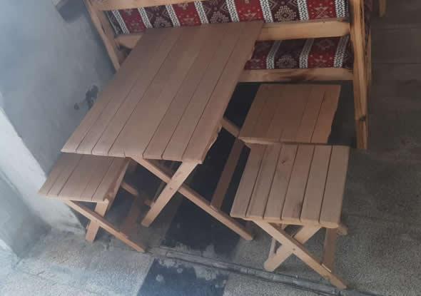 Katlanır Ahşap Masa Takımı