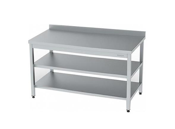 Paslanmaz Çelik Çalışma Tezgahı Taban ve Ara Raflı 120x60x85cm