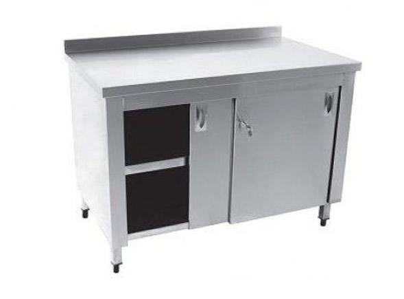 Paslanmaz Çelik Dolaplı Çalışma Tezgahı Ara Raflı 120x60x85cm