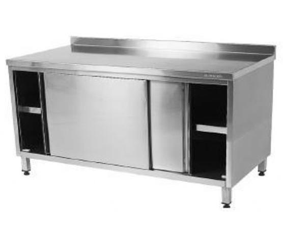 Paslanmaz Çelik Dolaplı Çalışma Tezgahı Ara Raflı 240x60x85cm