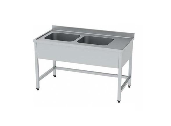 Paslanmaz Çelik Çift Evyeli Çalışma Tezgahı 230x60x85cm