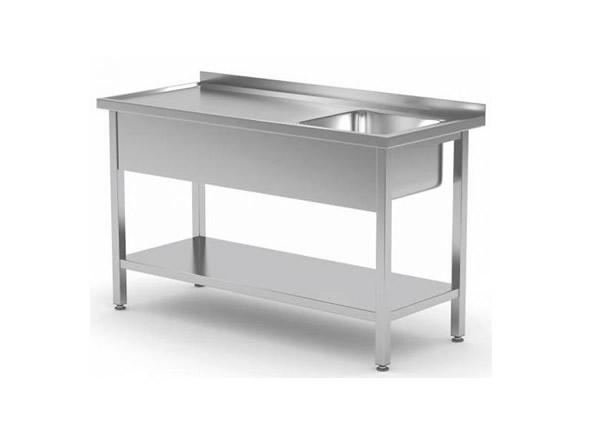 Paslanmaz Çelik Tek Evyeli Çalışma Tezgahı Taban Raflı 90x60x85cm