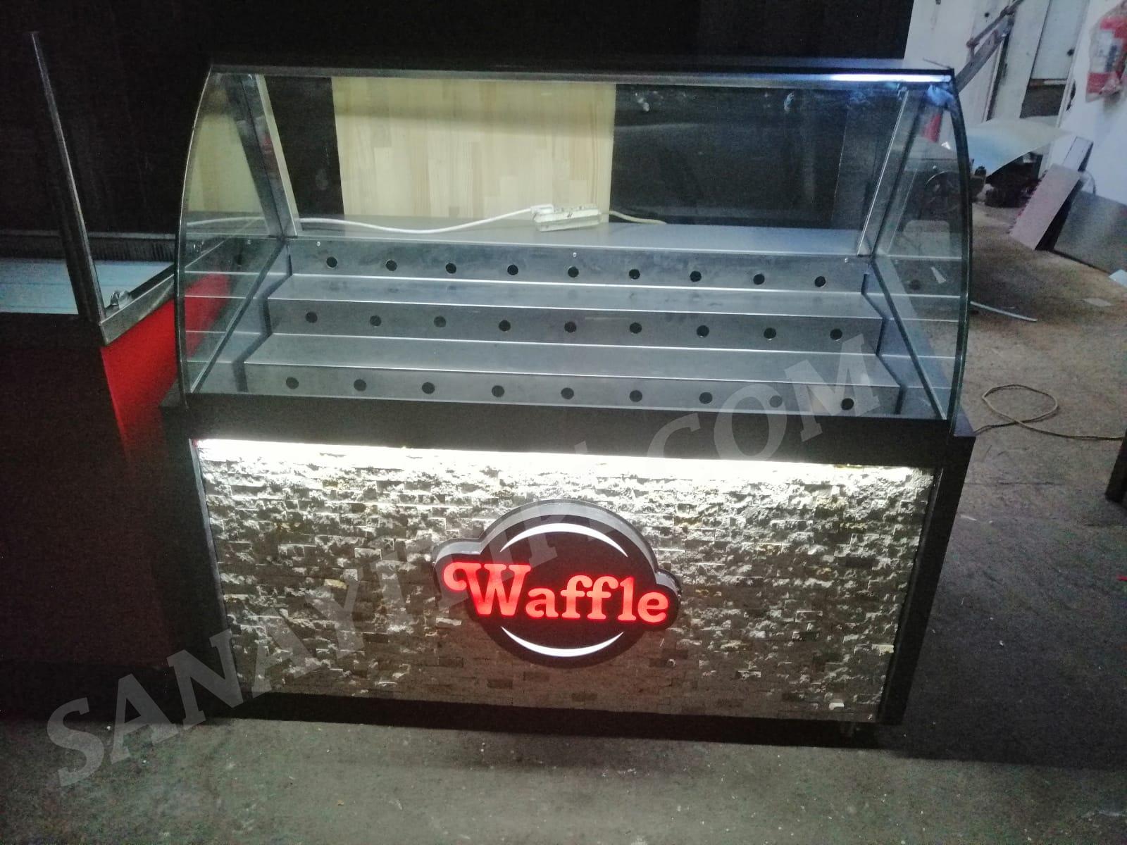 Waffle Dolabı Beyaz Dekoratif Taşlı